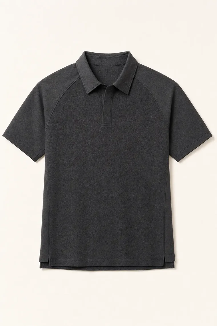 Moss Piqué Polo in Charcoal